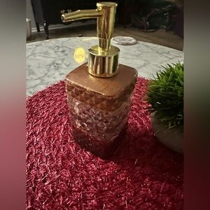 Handmade Epoxy Resin Gold & Brown Soap Dispenser